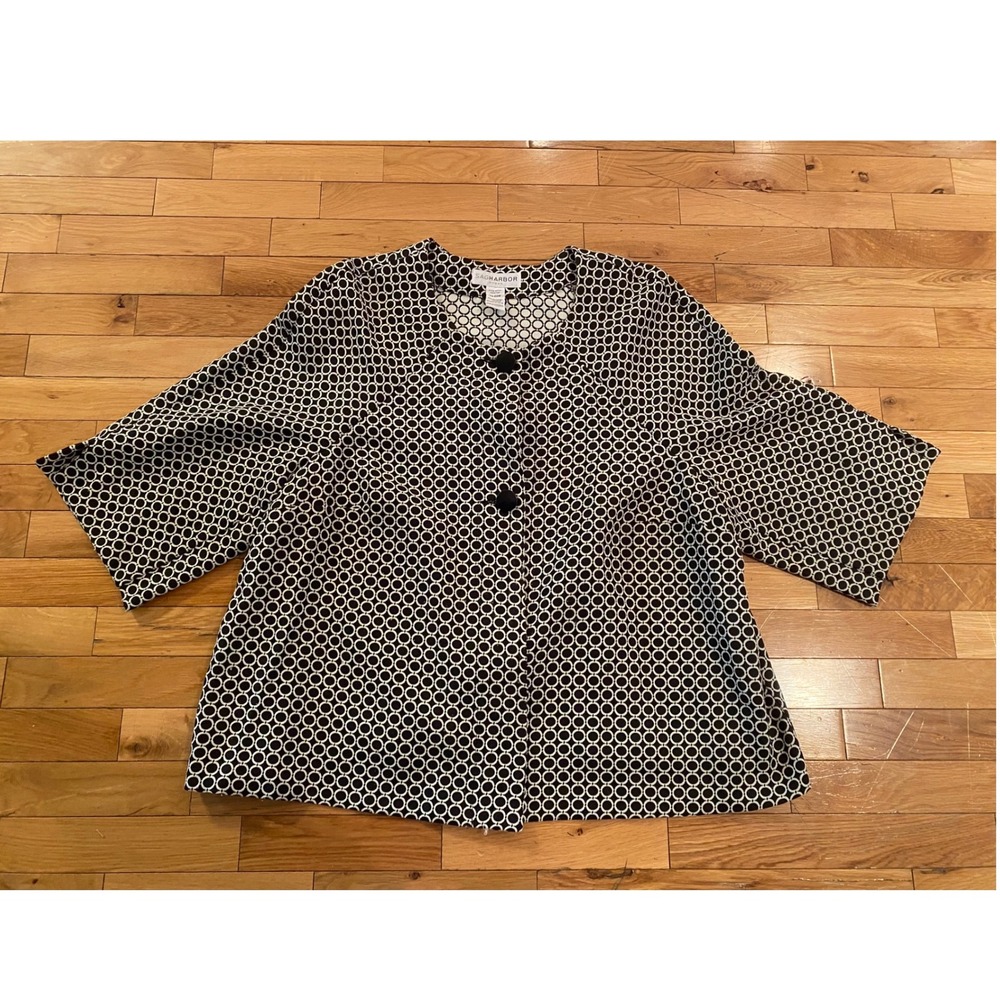 Sag Harbor Woman‎ Plus Size 20W Black White Pattern Button Front Jacket